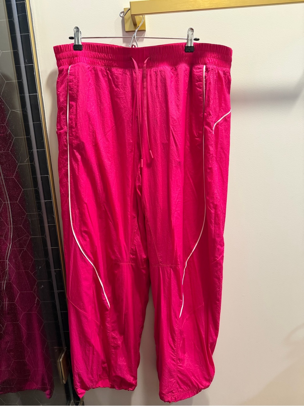 lululemon athletica Hot Pink Track Joggers with White Piping